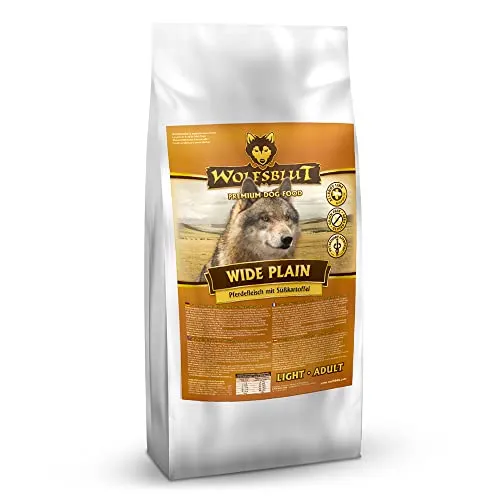WOLFSBLUT Wide Plain Adult Light – Fettreduziertes Trockenfutter für Hunde - Fettreduziertes, getreidefreies Hundefutter mit hochwertigem Pferdefleisch und Superfoods. Ideal für aktive Hunde und solche, die zu Übergewicht neigen. Ohne künstliche Zusätze, besonders bekömmlich.