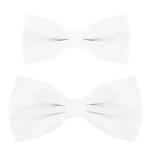 DonDon Vater-Sohn Fliegen Set im Partnerlook, bereits gebunden und verstellbar - Weiß