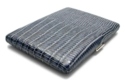 PEARL 9 Kingsize / 100er Zigarettenetui (04480-30) - Rinderleder grau (Eidechse)