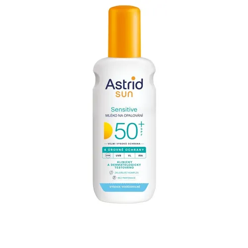 Bräunungsmilch Spray Sensitiv SPF 50+ 150 ml - Unisex Sonnencreme mit hohem Lichtschutzfaktor, ideal für empfindliche Haut. Praktische Sprayform für eine einfache und gleichmäßige Anwendung.