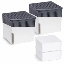 WENKO Luftentfeuchter Cube, 2 x 1000g für 80 m³ Räume - Effektiver Luftentfeuchter für bis zu 80 m³, ohne Strom, schützt vor Feuchtigkeit und Schimmel. Ideal für Auto, Keller und Wohnräume, mit Wasserstands-Anzeige für einfache Nutzung.