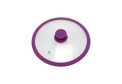 bremermann Topfdeckel Glasdeckel mit Silikonrand für 24 cm Töpfe und Pfannen, lila