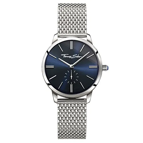 Thomas Sabo Damen Armbanduhr Analog Quarz Edelstahl Dunkelblau WA0301-201-209-33 - Elegante Armbanduhr für Damen, wasserdicht und mit stilvollem dunkelblauen Armband. Perfekt als individuelles Geschenk für besondere Anlässe.