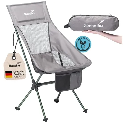 Skandika Campingstuhl Compact - Klappstuhl für Outdoor & Garten - Klappstuhl für Camping und Garten, extrem leicht (1,4 kg) und stabil bis 150 kg. Mit cleverem Bungee-Stecksystem für schnellen Aufbau und Pflegeleichtem Oxford-Polyesterbezug.