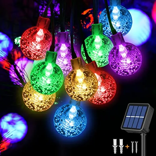 Jsdoin Solar Lichterkette Aussen, 7.5M 50LED Lichterkette Außen/Innen,8 Modi und Wasserdicht Outdoor Lichterkette für Balkon,Garten,Bäume,Hochzeiten,Partys,Terrasse(Bunt)