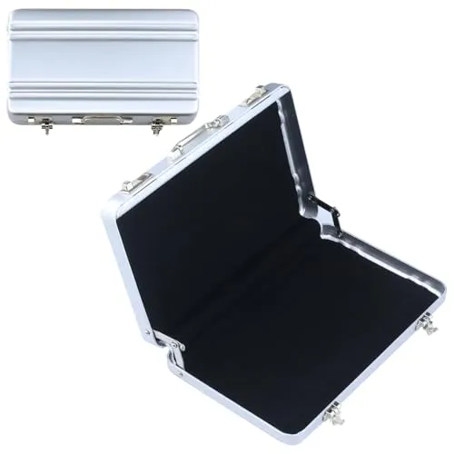 SAMANTHAHALLLTD 1 Stück Mini Aktenkoffer aus Aluminium mit Schnappverschluss,10 x 6.5 cm Mini Geldkoffer,Silber Gutschein Verpackung,Geldkoffer zum Geburtstag,Für Kinder und Freunde