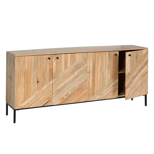 Sideboard HWC-L95, Kommode Anrichte aus Massiv-Holz Mango - Moderne Kommode aus naturbraunem Mangoholz mit 4 Türen und 4 Regalböden - ideal für jeden Raum von Wohnzimmer bis Schlafzimmer.