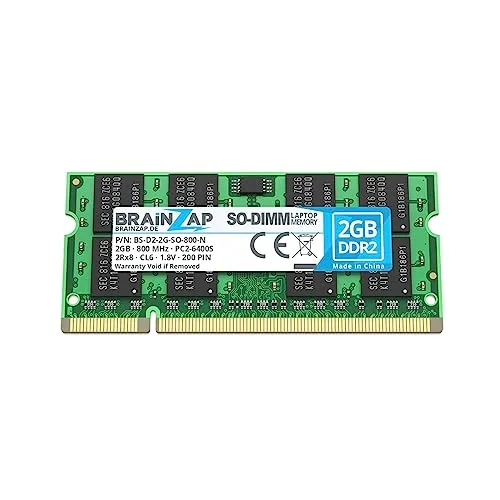 BRAINZAP 2GB DDR2 RAM SO-DIMM PC2-6400S 2Rx8 800 MHz 1.8V CL6 Notebook Laptop Arbeitsspeicher