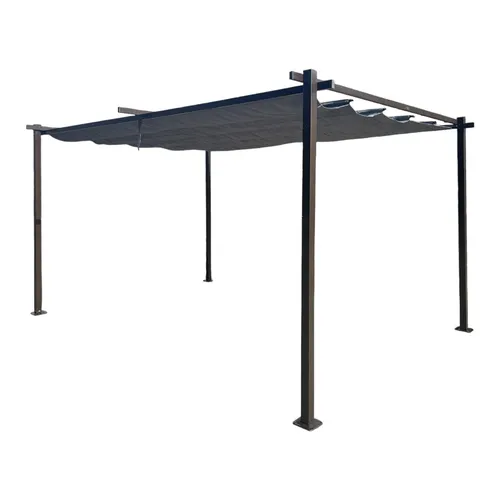 Jet-Line Pavillon KAIRO LIGHT - Pavillon Pergola Überdachung in anthrazit, aus hochwertigem, beschichtetem Polyester 180g/m², individuell zur Seite schiebbar für flexiblen Sonnenschutz.