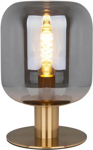 näve Tischleuchte Alessio, Rauchglas, E27 Sockel, 160cm mit Schnurschalter - Nachttischleuchte im eleganten Retro-Design, ideal für stimmungsvolle Beleuchtung und individuelle Gestaltung mit Leuchtmitteln Ihrer Wahl.