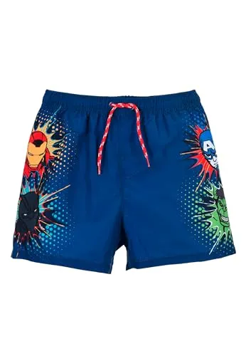 Avengers Badehose Jungen | kleine Geschenke für Kinder | Shorts | Bademode | Outdoor Spielzeug | Marvel | Iron Man | Captain America | Badeshorts (DE/NL/SE/PL, Numerisch, 128, Regular, Blau)