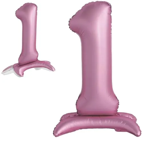 Luftballon 1. Geburtstag Zahl 1 Rosa Stehende XXL Riesen Folienballon 82cm Geburtstagsdeko Mädchen Ballon Zahl Deko zum Geburtstag.