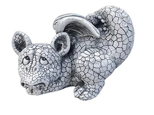 Steinfigur Drache Serafino, Frost- und wetterfest, massiver Steinguss