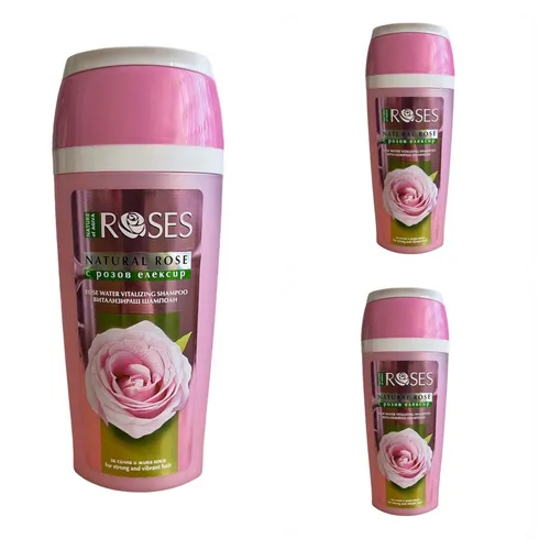 3x Rosenwasser Shampoo Rosen Elixir Glanz Anti Haarbruch Volumen 0% Silikon