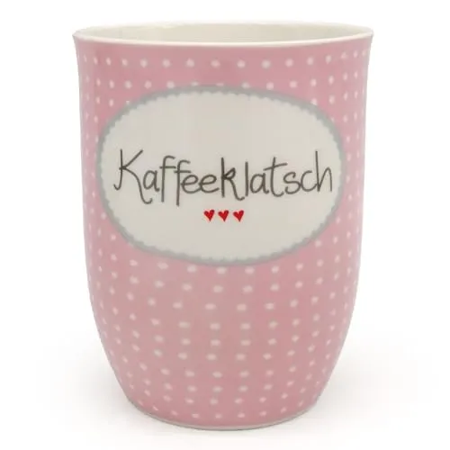 Mea-Living Tasse mit Henkel KAFFEEKLATSCH rosa, 500ml, Becher mit Spruch, Geschenkidee für Freundin, Spruchtasse