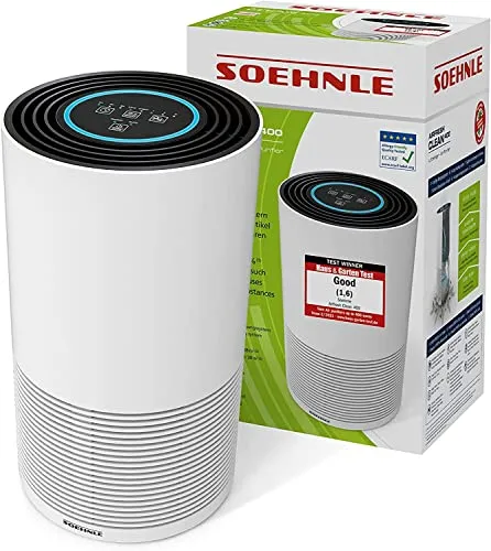 Soehnle Luftreiniger AirFresh Clean 400 - 4-stufiges Reinigungssystem, entfernt 99,95% Bakterien und Viren, ideal für Allergiker mit Nachtmodus und LED Luftqualitätsanzeige