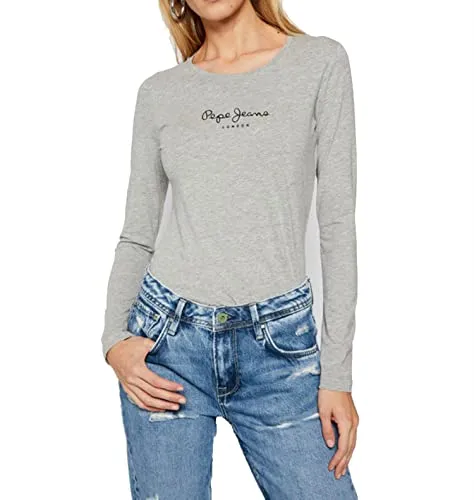 Pepe Jeans Damen New Virginia Ls N T-Shirt, Grau MARL , L
