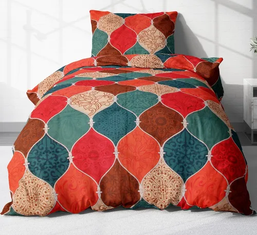 2-teilige Renforcé Bettwäsche 135x200cm - Orientalisches Muster - Bettwäsche aus 100% Baumwolle, hautsympathisch und atmungsaktiv. Pflegeleicht mit Reißverschluss, ideal für angenehme Nächte.