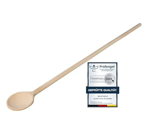 Neustanlo | extra großer Holz-Kochlöffel | Maischelöffel | 60 cm lang | Robuster und hygienischer Küchenhelfer aus Buchenholz | Umrühren in Töpfen leicht gemacht