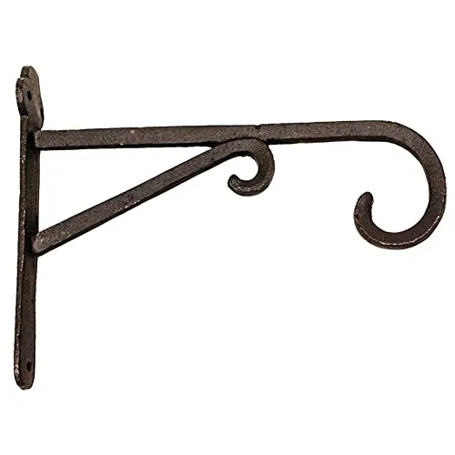 MACOSA VM081054 Wandhaken Blumenampel Metall schwarz Doppelhaken Antiklook Dekoration Landhausstil Haken für innen und aussen Dekohaken Eisen