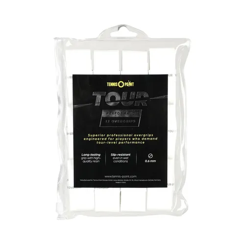 Tennis-Point Griffband Tour Performance (12er Pack) - Verbessere Dein Spiel mit dem TP Tour Performance Overgrip! Das hochwertige Synthetikband sorgt für perfekten Halt und Komfort bei jedem Wetter. Ideal für alle Spielertypen – für mehr Kontrolle und Freude am Tennis!