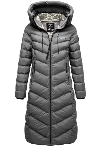 REPUBLIX Damen Gefütterte Winterjacke RJ-8025 Dunkelgrau L - Stylische gefütterte Winterjacke für Damen mit großer Kapuze. Robuste und pflegeleichte Materialien sorgen für Komfort und Wärme. Ideal für kalte Tage – vielseitig kombinierbar und modisch.