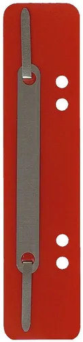 Heftstreifen Kunststoff, kurz - Deckleiste aus Metall, rot, 25 Stück