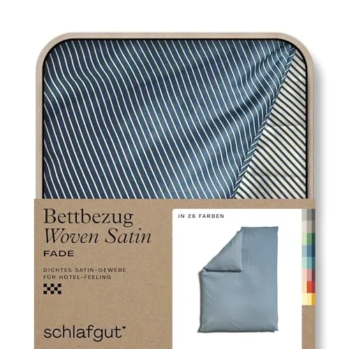 Schlafgut Bettdeckenbezug Woven Satin Fade - Hellgrau/Hellblau, 135-140x200 cm - Bettwäsche aus atmungsaktivem Woven Satin mit Farbverlauf, Oeko-Tex® zertifiziert und pflegeleicht. Ideal für einen erholsamen Schlaf und ein angenehmes Hautgefühl.
