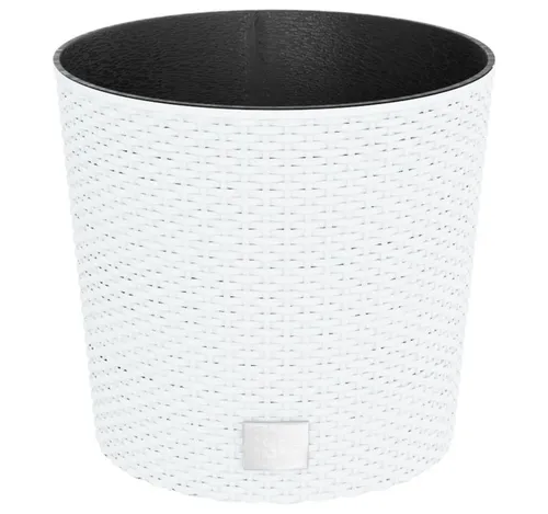 vidaXL Blumentopf Pflanzkübel mit herausnehmbaren Einsatz Weiß 15/15,3L PP-Rattan (1 St)