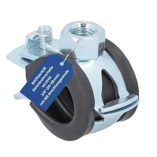 BADfabrik24 Gelenkrohrschelle verzinkt mit Schallschutzeinlage 24–28 mm (3/4