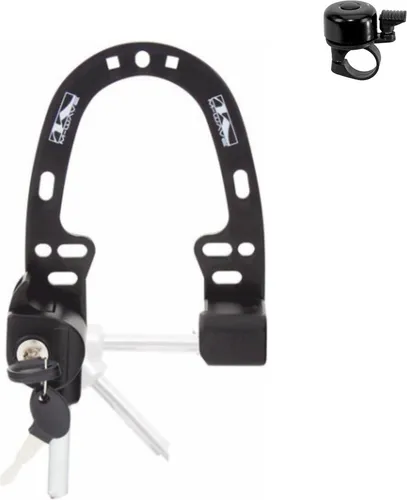 M-Wave Booster Fahrradschloss Multifunktionsschloss Farbe schwarz inkl. Fahrradklingel