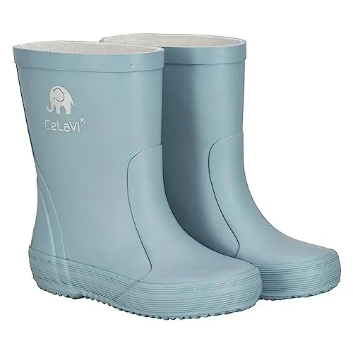 CeLaVi Jungen Basic Wellies Solid Rain Boot - Smoke Blue, 25 EU - Stiefel für Jungen aus Naturkautschuk mit atmungsaktivem Baumwollfutter und herausnehmbarer Innensohle für hohen Tragekomfort.