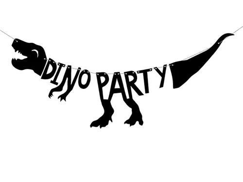 partydeco Wimpelkette, Girlande Dinosaurier Party 20x90cm schwarz