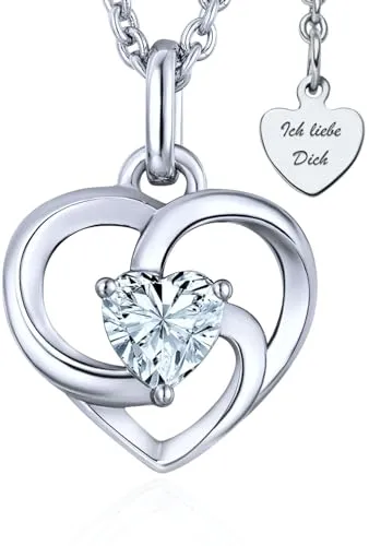 LOVENEST Herzkette Halskette Damen Silber 925 mit Liebesbotschaft - Elegante Herzkette aus hochwertigem Silber 925, 45 cm lang, mit versteckter Liebesbotschaft am Verschluss. Perfektes Geschenk für besondere Anlässe und um Herzen zum Schmelzen zu bringen.