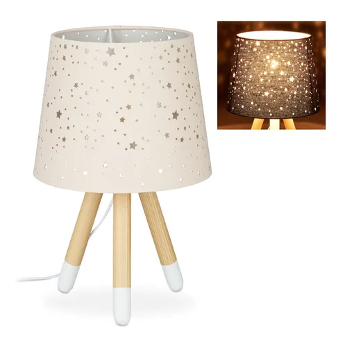 Tischlampe Kinderzimmer - Dreibeinige Nachttischlampe mit Sternen - Tischleuchte für Kinderzimmer in Rosa, ideal für eine gemütliche Atmosphäre und eine sanfte Beleuchtung beim Einschlafen.