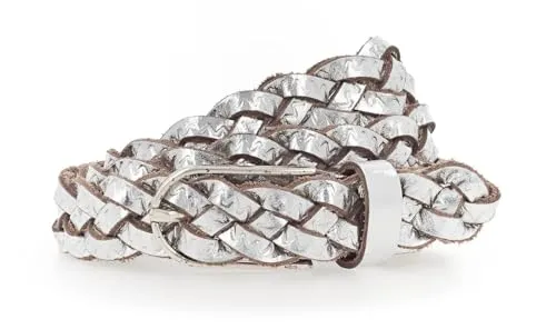 Vanzetti Braided Women's Belt W90 Silver Metallic - Damen-Gürtel, stufenlos verstellbar für optimalen Tragekomfort und einen modischen Look, perfekt für jeden Anlass.
