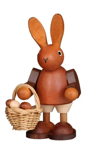 Christian Ulbricht Dekofigur Hase mit Eierkorb natur (9,0cm) - Osterdeko - Handgefertigte Dekofigur aus Holz, bringt festliche Stimmung und Charme in Ihr Zuhause.