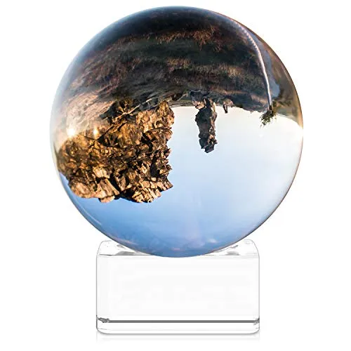 Navaris Glaskugel für Fotografie und Deko - Glaskugel Wahrsagerkugel aus K9 Glas - Hexenkugel Fotokugel mit Glasständer - Lensball für Fotografie - Crystal Ball - Ø 60mm