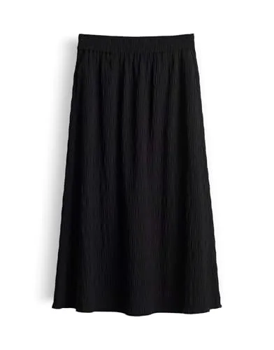 OPUS Damen Midirock mit gesmokter Textur in Schwarz, Größe 40 - Der OPUS Midirock kombiniert zeitlose Eleganz mit modernem Chic. Vielseitig kombinierbar, ideal für Büro und Freizeit. Hochwertige Webware sorgt für angenehmen Tragekomfort.