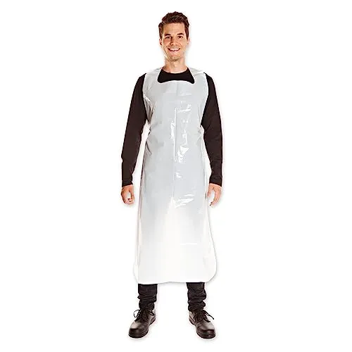FRANZ MENSCH HygoStar Einwegschürzen ca. 60 my, weiß, 140 x 75 cm | LDPE, 250 Stück (10 x 25er Block), Kochschürze, Metzgerschürze, wasserabweisend, lebensmittelecht