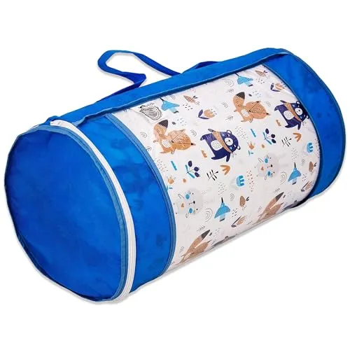 Best For Kids Kindermatratze 70x140 - Klappmatratze mit blauem Bezug - Kindermatratze 70x140 aus 100% Baumwolle, ideal für Reisen mit hypoallergenem Schaumstoff und waschbarem Bezug für eine hygienische Schlafumgebung.