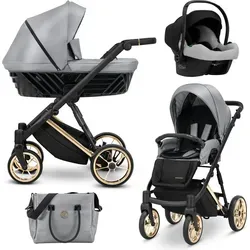 Kunert IVENTO PREMIUM 3in1 Kinderwagen in Silber mit Goldrahmen