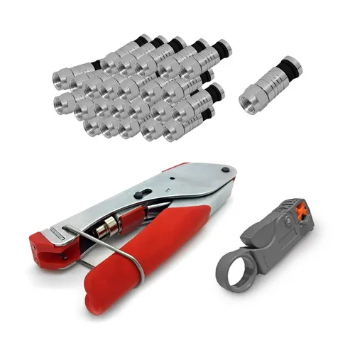 Kompressionszange Abisolierer 50 F Kompressionsstecker Stecker 7 7,5 mm Sat TV