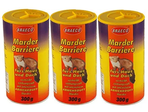 Preisjubel 3 x 300g Marder Barriere BRAECO Abwehrduft gegen Marder Marderabwehr Marderschreck, vertreibt wirkungsvoll mit intensiven Abwehrduft Marder