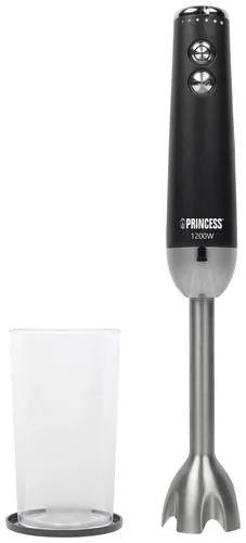 Princess Stabmixer 01.221229.01.001, Edelstahl Schwarz - Vielseitiger Stabmixer mit 1200 Watt Leistung, ideal zum Zubereiten von Mayonnaise, Suppen und mehr. Inklusive 7000 ml Messbecher und ergonomischem Design für komfortables Mixen.