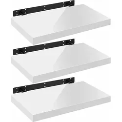WOLTU Hochglanz Weiß Schweberegal 3er Set, 40x22.9x3.8 cm