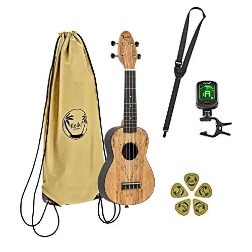 Ortega Guitars Sopran Ukulele Akustisch – Keiki K3 Series – Inklusive Zubehör – Gestockter Ahorn, ABS, Natur (K3-SPM)