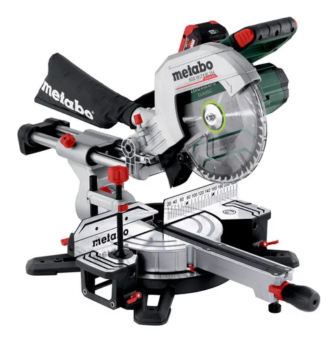 Metabo Kapp-Gehrungssäge KGS 18 LTX BL 254 mit 2 Akkus - Akkubetriebene Paneelsäge mit Zugfunktion für präzise Schnitte bis 305 mm. Inklusive 2 Akkus und Ladegerät für maximale Flexibilität im mobilen Einsatz.
