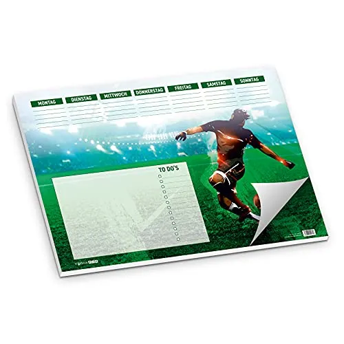 itenga Schreibtischunterlage Fußballer für Kinder Schüler Erwachsene I 50 Blatt DIN A3 I ideal für Büro oder Schule I Schreibunterlage Papier