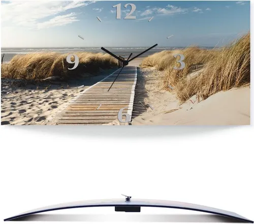 ARTLAND Lautlose Wanduhr aus Aluminium 60x30 cm in beige von ARTland